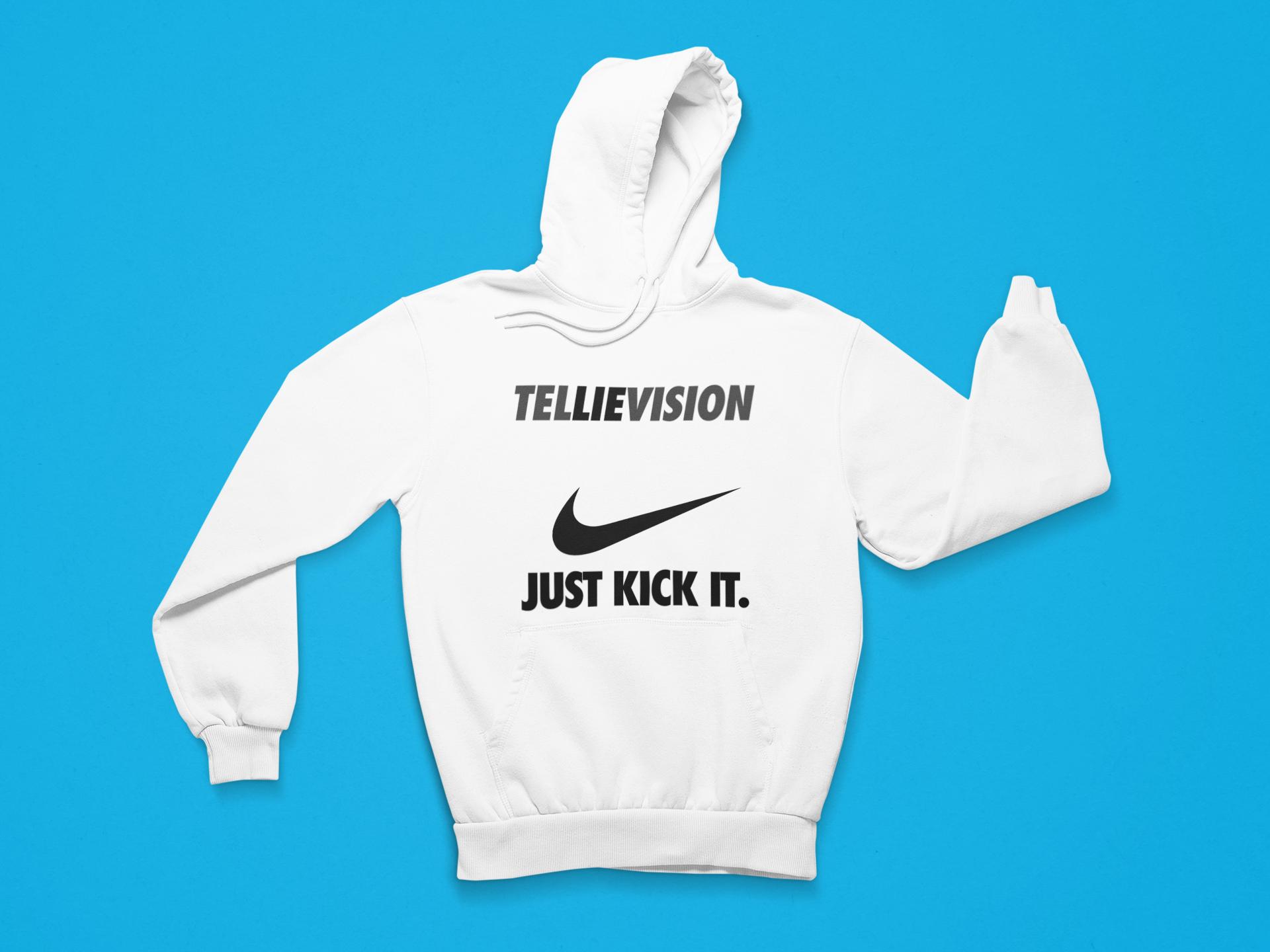 Hoodie-Television-Just-Kick-It-White